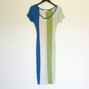 BOHME Ribbed Midi Dress Colorblock Size Medium